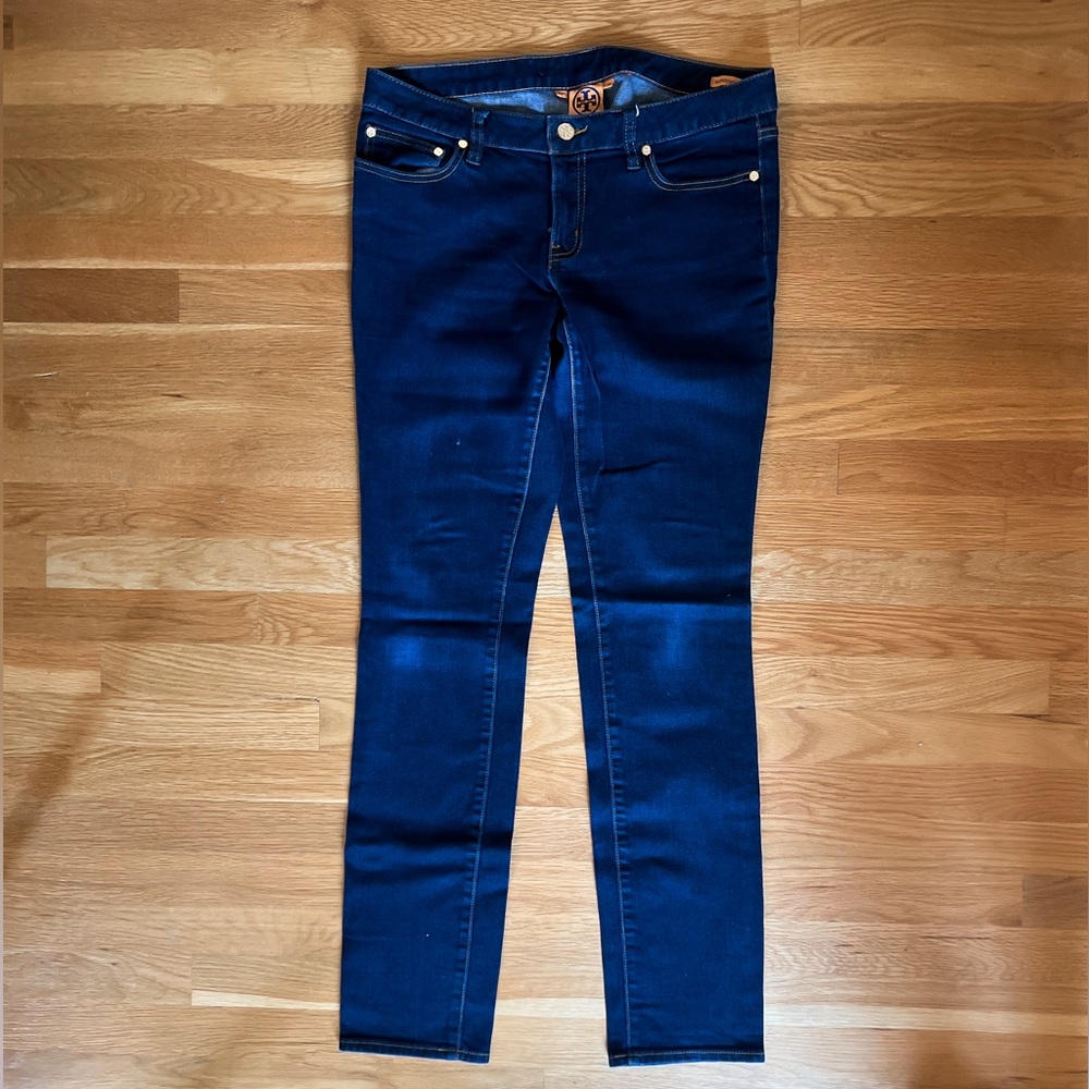 Tory Burch Darkwash Denim Jeans, Low-Rise